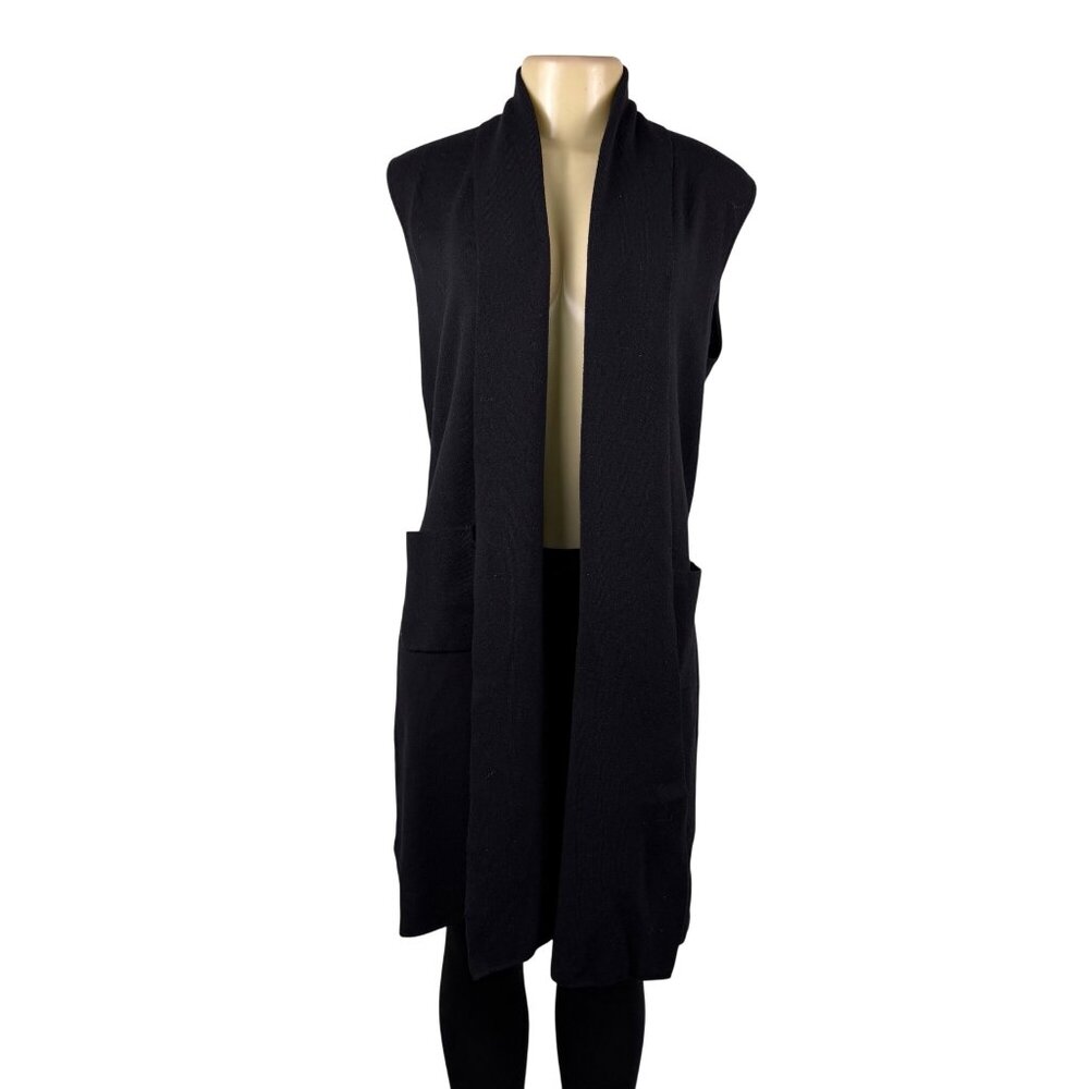Philosophy Womens Black Viscose Blend Sleeveless Open Front Vest Cardigan Sz XL
